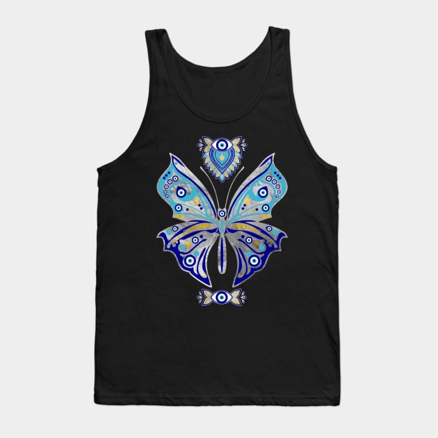 Butterfly Evil Eye Ornament Tank Top by Nartissima